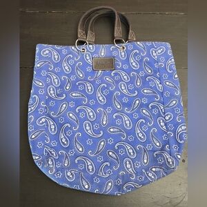 NEIMAN MARCUS TOTE BAG BLUE PAISLEY PRINT